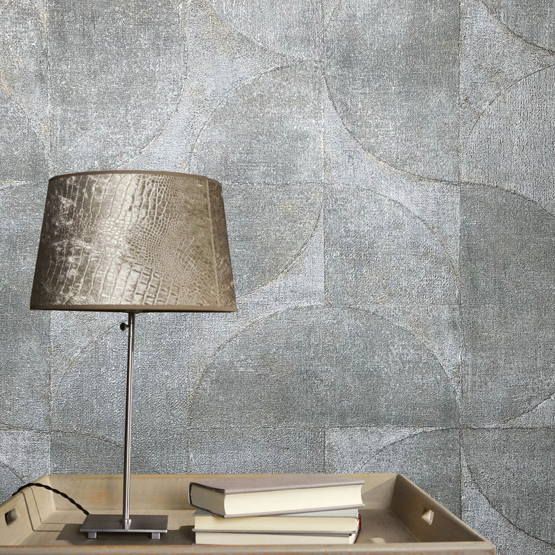 Lisbon 10.05cm x 53cm Textured Matte Wallpaper Roll, Grey