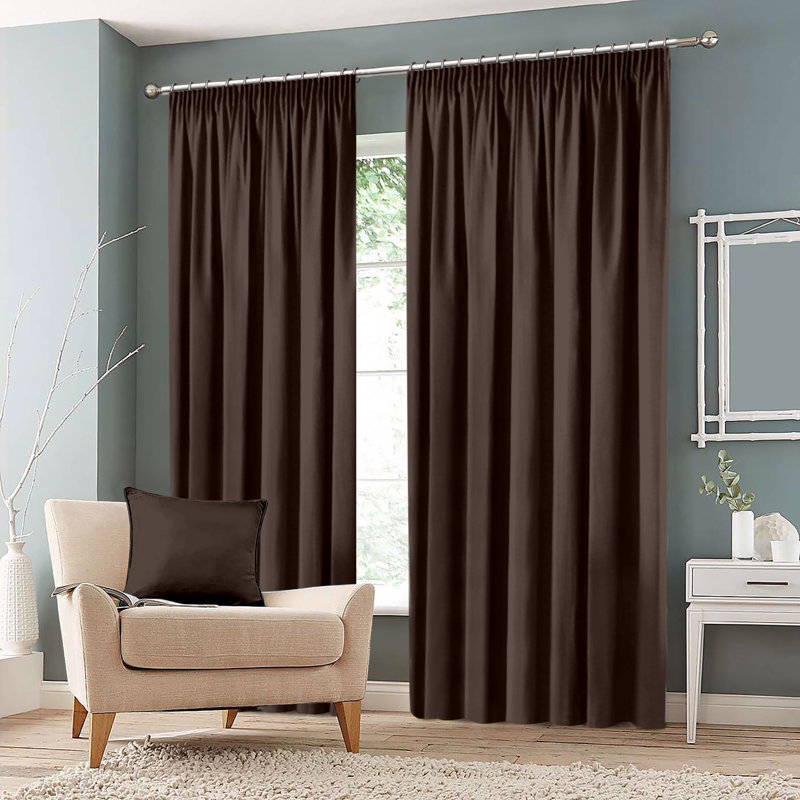 Eiliana Room Darkening Curtain Pair, Width 116 x Drop 183 cm, Brown