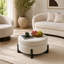 Pouf rond de 75 cm avec rangement, beige