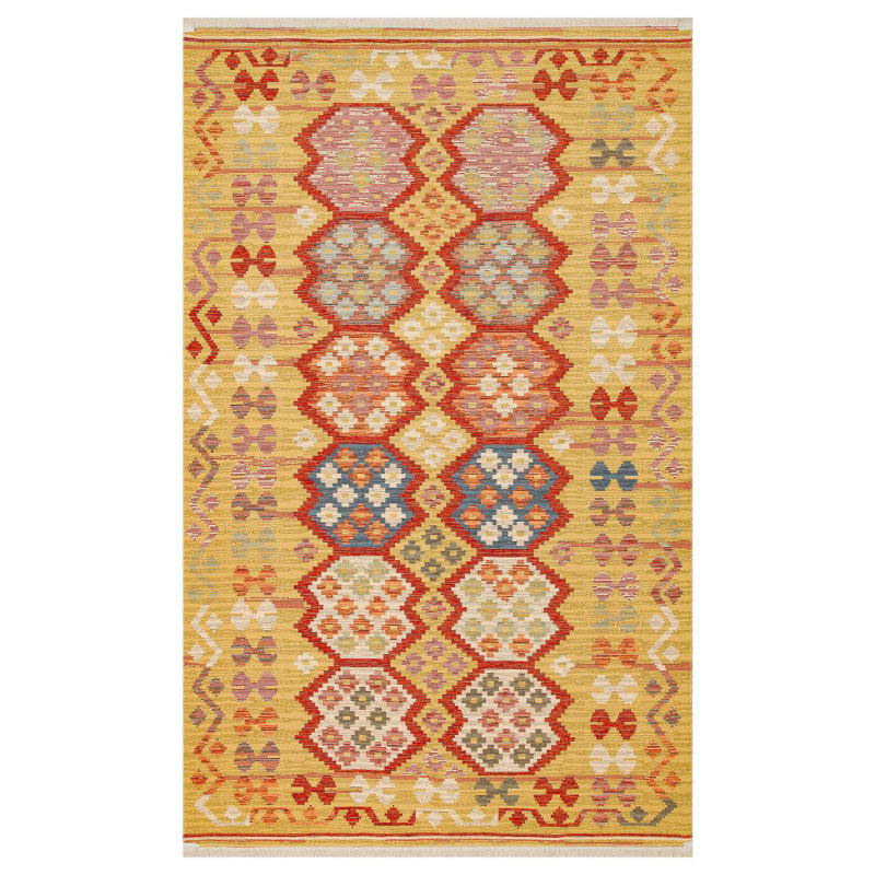 Premium Flatweave Cotton Area Rug, 6.6 x 9.8 Feet | 100% Cotton, No Pile, 1.0 lbs/sq ft | Washable by Machine, Easy Care, Stain Resistant, Vibrant Red Color | Perfect for Living Room, Bedroom, & Dining Area
