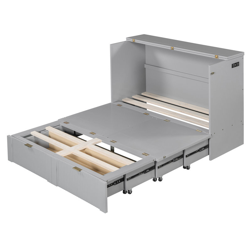 Lit de couleur grise avec tiroir pour un espace paisible dans un espace de gestion pratique, Double, Gris