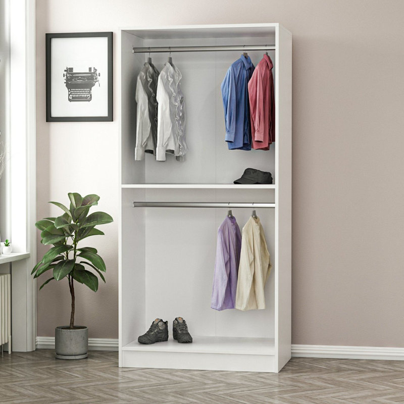 Garde-robe moderne noyer, panneau de particules recouvert de mélamine à 100%, 35,4 po x 74,8 po x 20,5 po | Conception durable avec amplement d'espace de rangement | Idéal pour les chambres à coucher et les garde-robes, finition brune élégante et fo