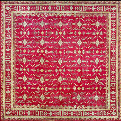 Tapis antique antique noué à la main