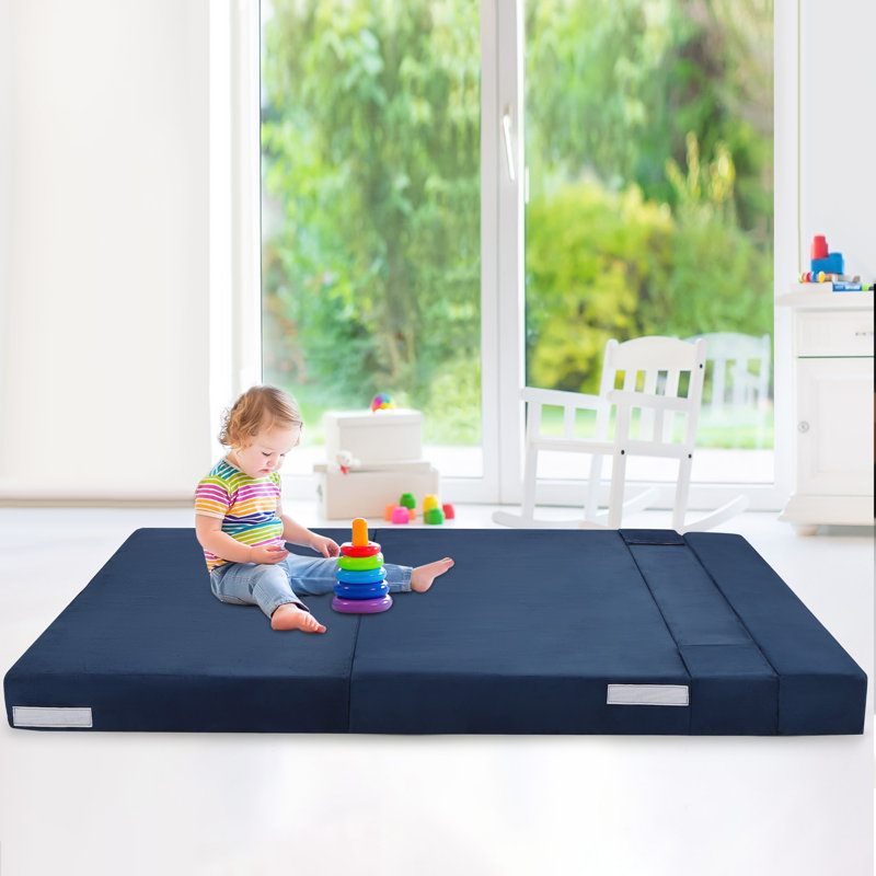 Queen Size Convertible Folding Sofa Bed with Memory Foam, Pillow & Washable Cover, Multi-Use Sleeper Chair for Guest Room, Blue