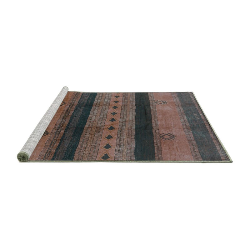 Tapis en chenille / polyester tissé à la machine Shawnea en brun / noir, Rond 6 pi