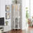 Cabinets | Corner Curio Display Cabinet with Lighting, 4 Adjustable Tempered Glass Shelves, Solid Wood Legs | Shabby Chic | Corner of Room-270061828