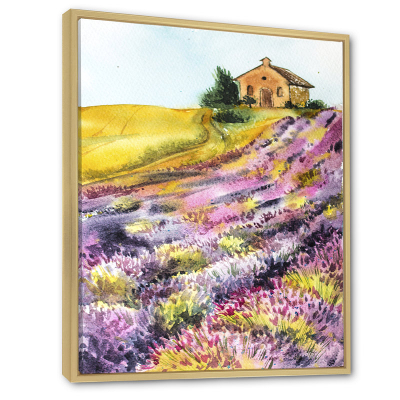 «Morning Sun Over The Lavender Field I», reproduction sur toile, Toile avec cadre en érable, H 20 po x l 12 po