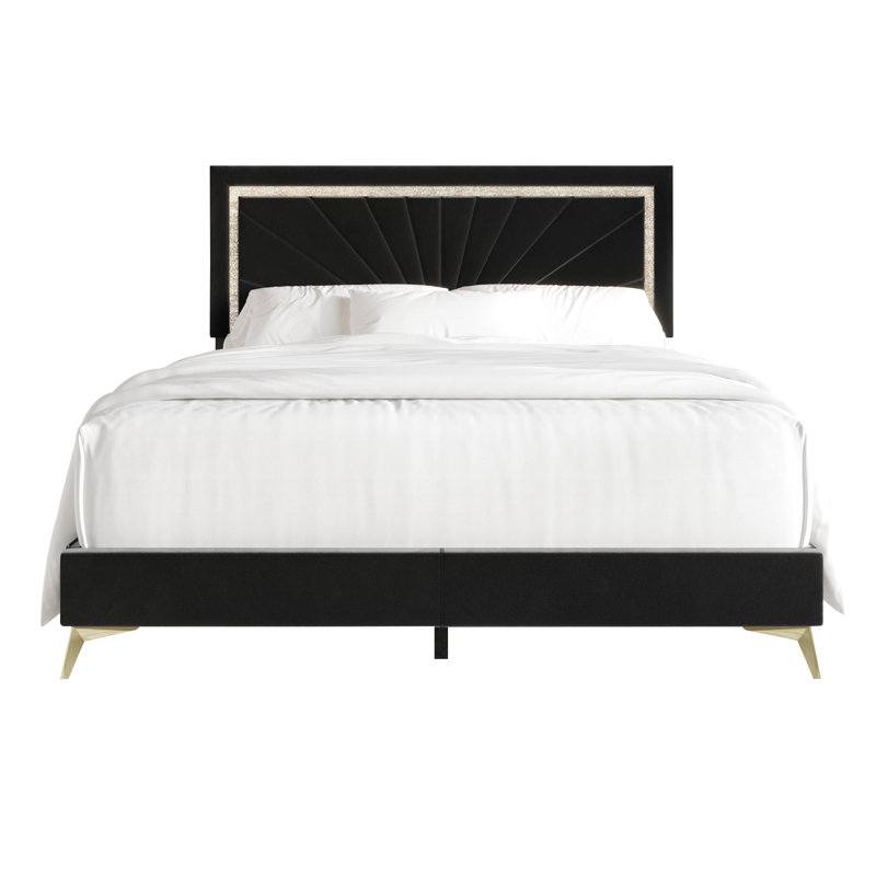 Lit tapissier standard Soufian, Double, Noir