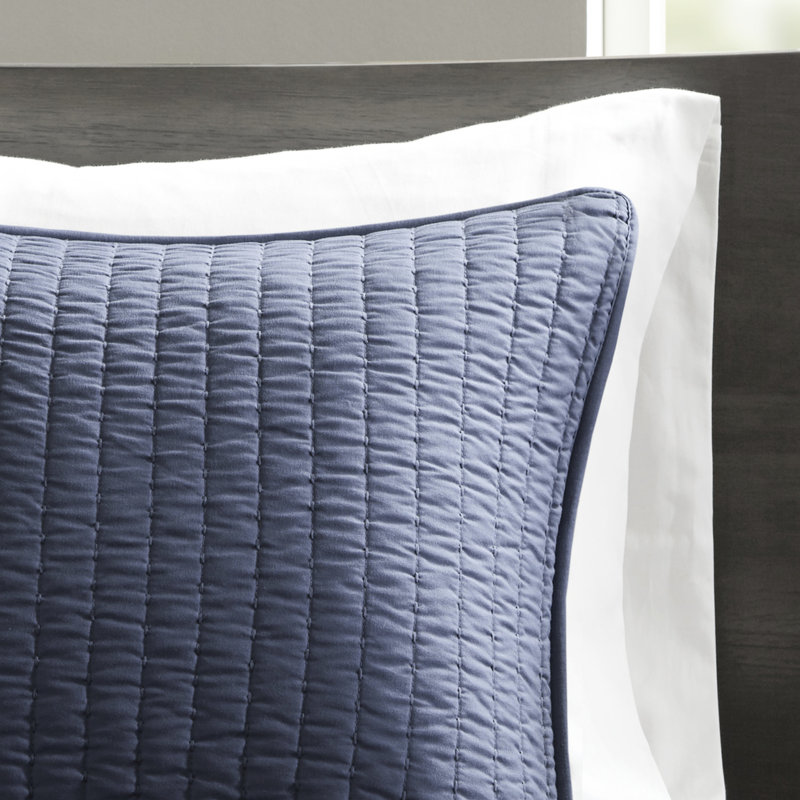 Navy Reversible Quilt For King/ King - Microfiber And Cotton Filled Constitution In Bedding