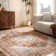 Tapis d'intérieur lavable bleu à médaillon rétro