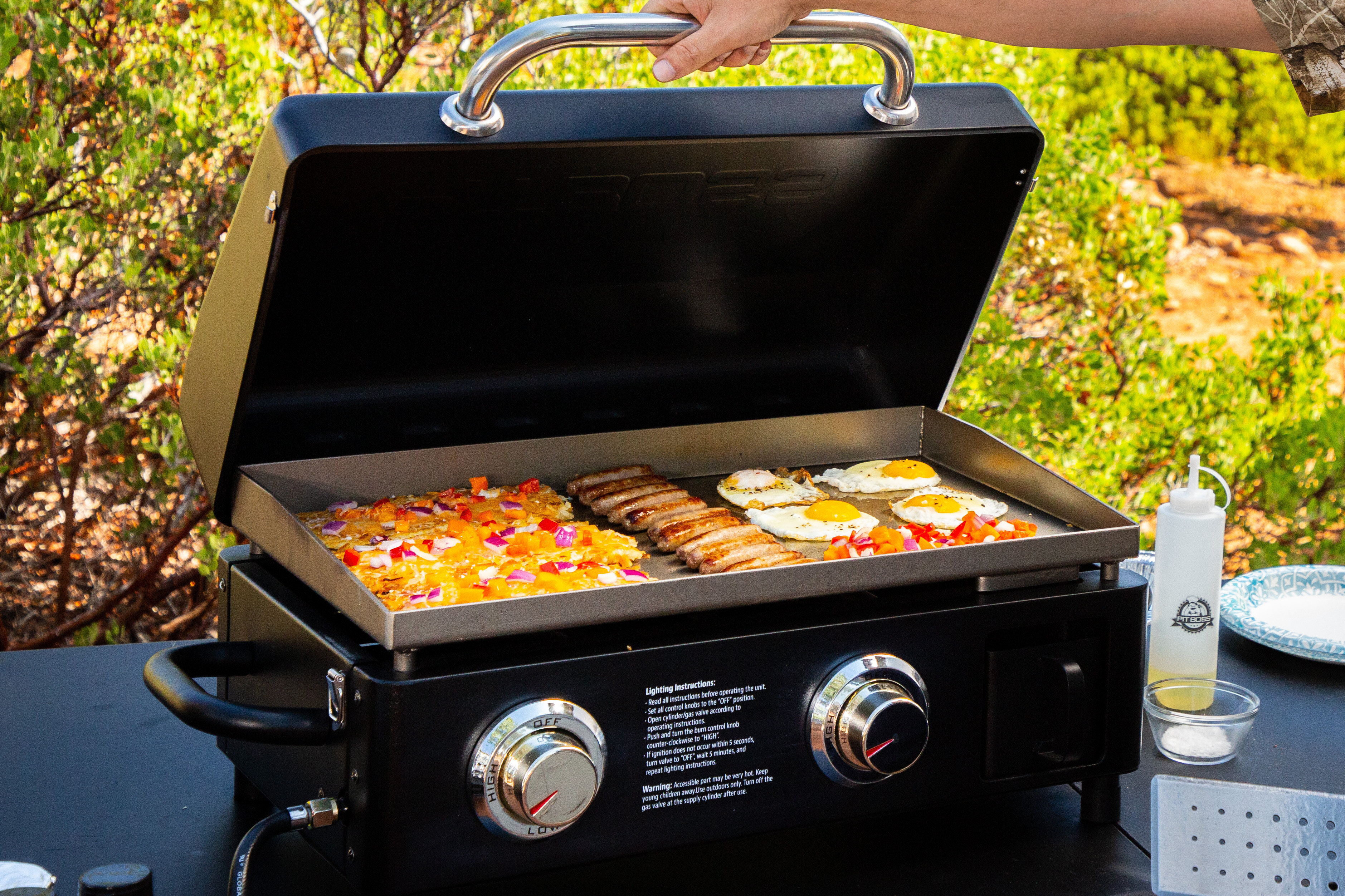 Blackstone Tailgater Stainless Steel 2 Burner Portable Gas Grill and  Griddle Combo Total 35,000 BTUs for Indoor or Backyard, Outdoor, Patio,  Picnic, Garden Cooking