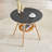 31.5-Inch Diameter Circular Dining Table, Black MDF Vacuum Formed Tabletop,  Wood Legs, With Suspended Woven Storage Basket Structure. A Casual Coffee Table Suitable For 2-4 People.-1562439552