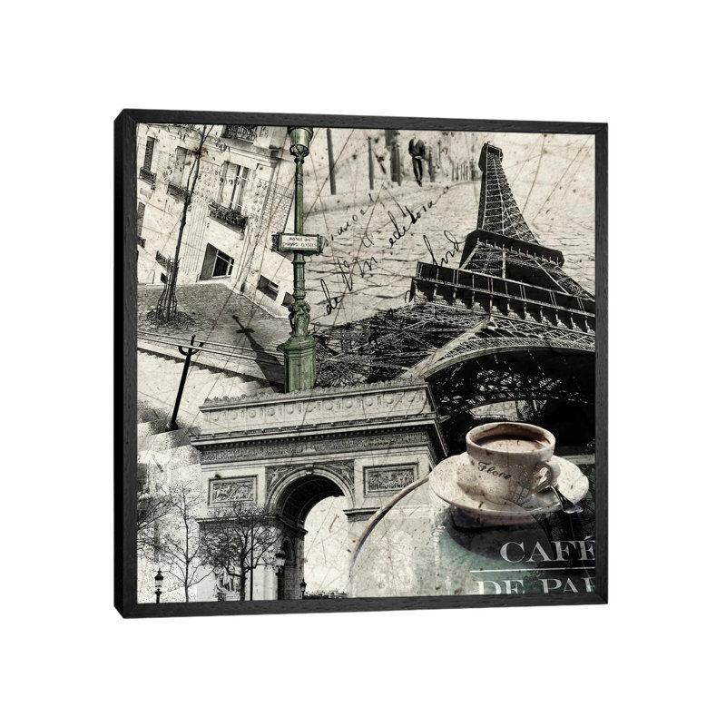 Paris by GraphINC - Print on Canvas, 93.98 cm H x 93.98 cm W, Black Framed