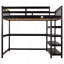 Lit mezzanine double avec tablettes de rangement et bureau sous le lit-1492500851