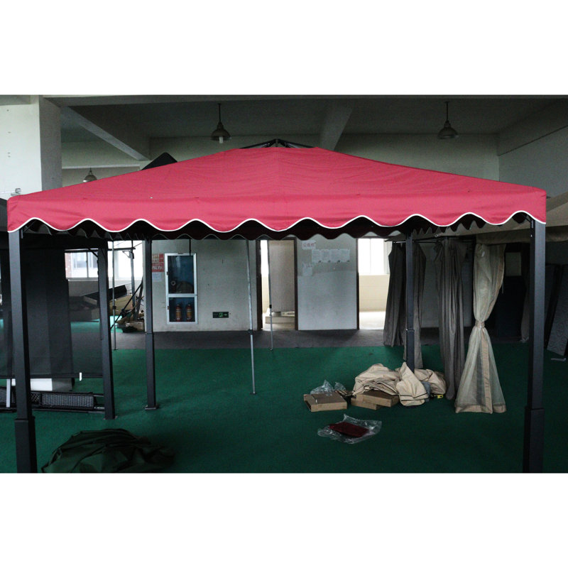 Auvent de remplacement pour abri de jardin rouge 10 x 10 pi. Tissu avec protection hydrofuge. Filet de toit à deux niveaux et trous de drainage pour le dessus de patio extérieur intrigant. Tissu. Drain d'activité