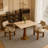 33-inch Square Solid Wood Table with Kato Weave Accents and Marble-Like Texture-2137082275