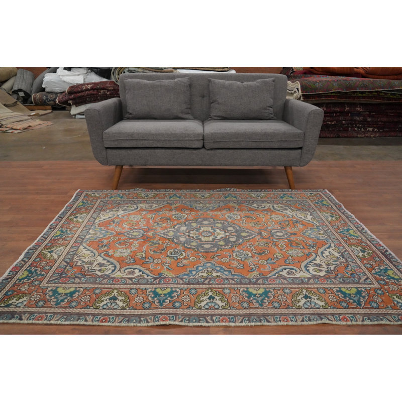Tapis traditionnel traditionnel en laine orange 5 x 6