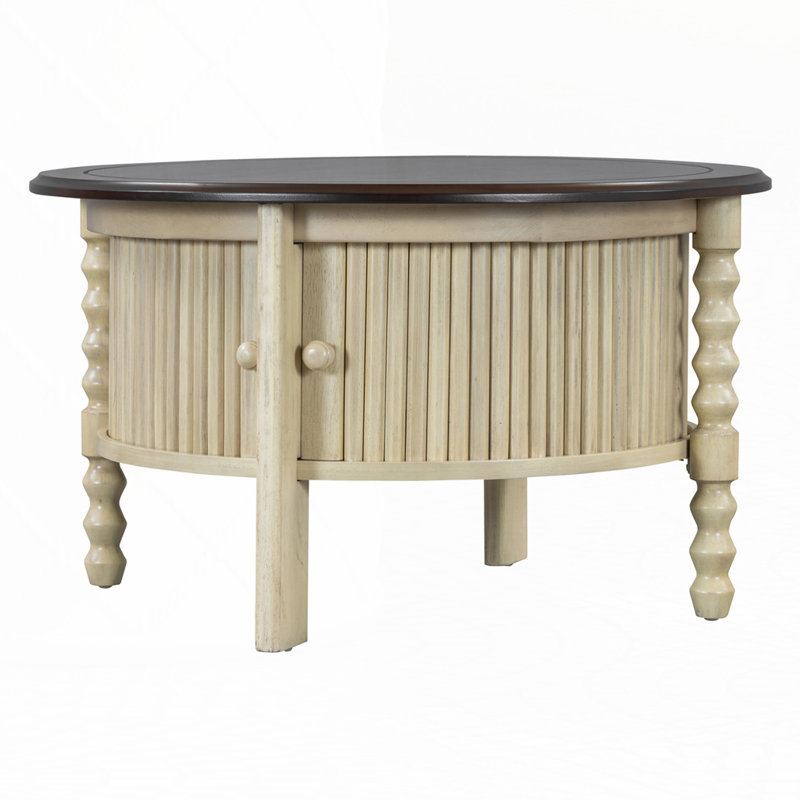 Vintage Round Coffee Table, Beige