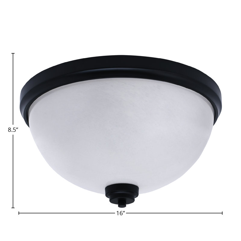 Plafonnier encastré 16 po Amaaya, 3 ampoules, montré en finition noir mat avec verre, Blanc