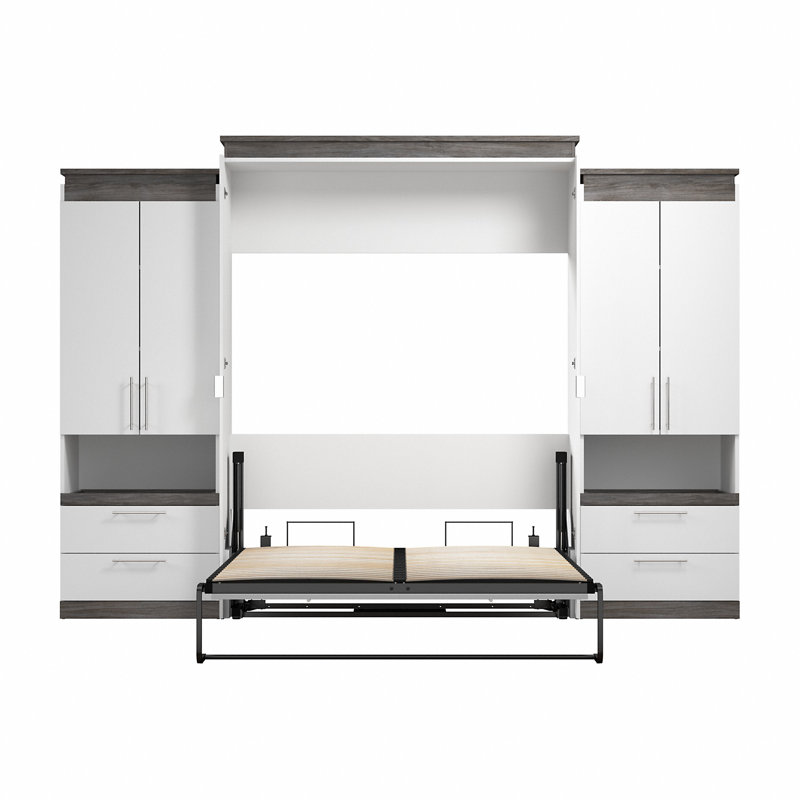 Lit escamotable avec rangement Arrington, Blanc, Grand