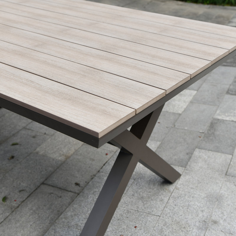 Ensemble de salle à manger rectangulaire pour l'extérieur L 39,37 po, Brun / Gris