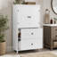 Armoire de rangement pour salle de bain, armoire avec deux portes et tiroirs, tablette réglable, panneau de fibres à densité moyenne, blanc-130459206-130459204