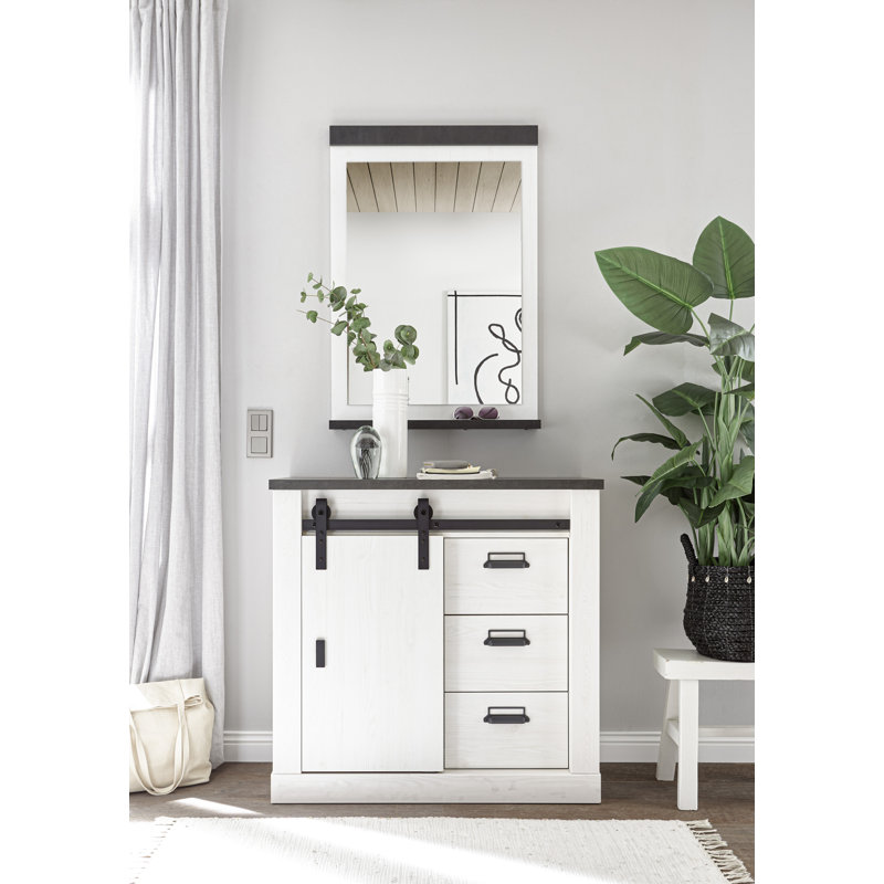 Jackeline Hall Tree 93cm Wide with Shoe Storage, White/Black