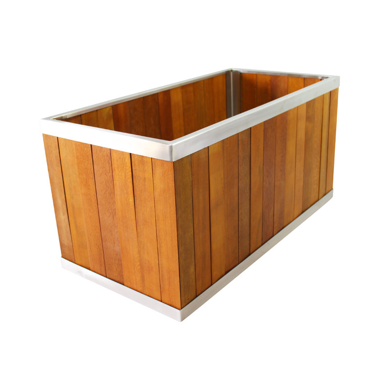 Wood Planter Box, Medium Brown, 18" H x 18" W x 36" D