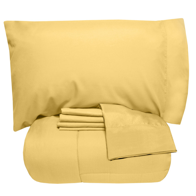Twin Yellow Down Alternative Microfiber Bed in a Bag Set