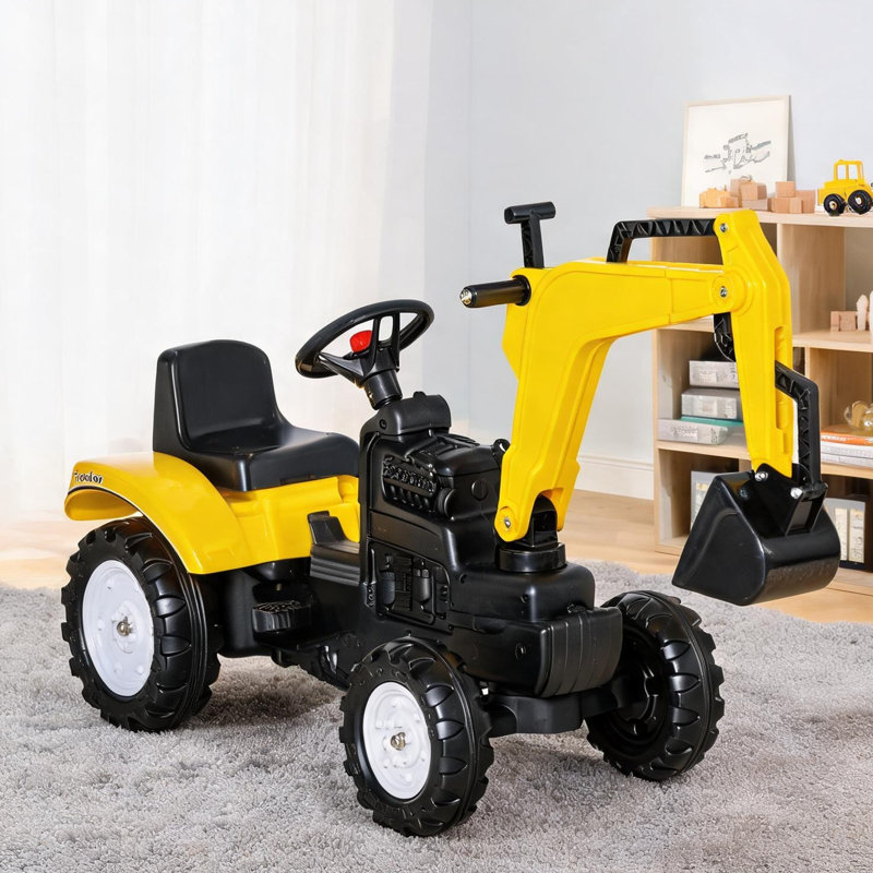 Pelle sur roulettes jaune en acier et en plastique