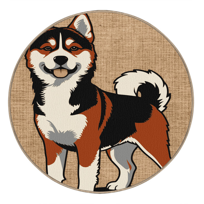 Washable Akita Dogs Area Rug, Square 4'