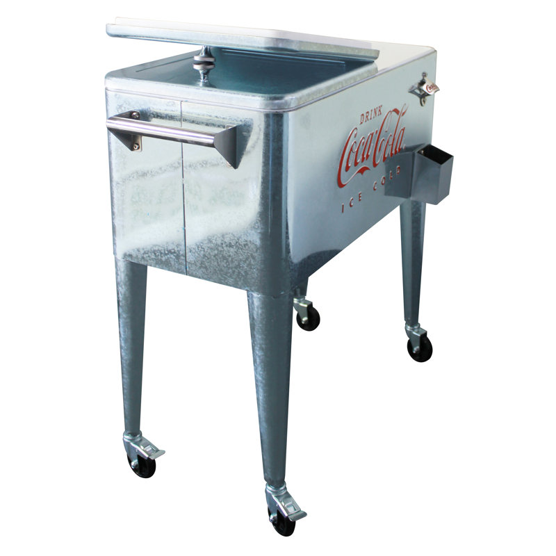Leigh Country 80 Quarts Serving Station / Cart Cooler with wheels in Silver