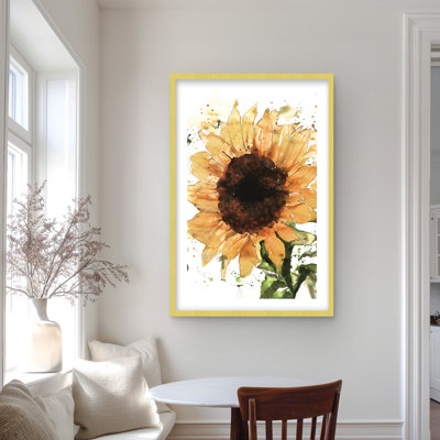 Grand imprimé tournesol encadré mat | Décoration florale