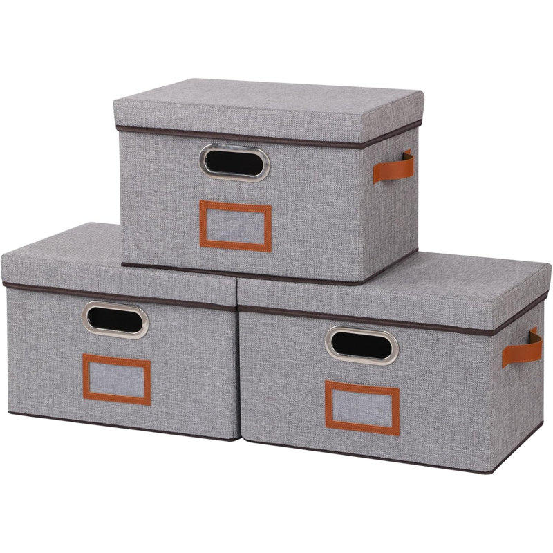 17 Stories Fabric Bin, 20cm H x 33cm W x 23cm D, Grey