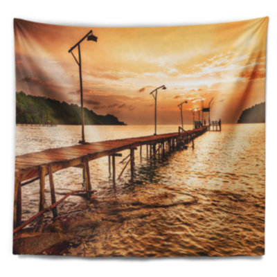 Tapisserie paysage marin sur la mer brune