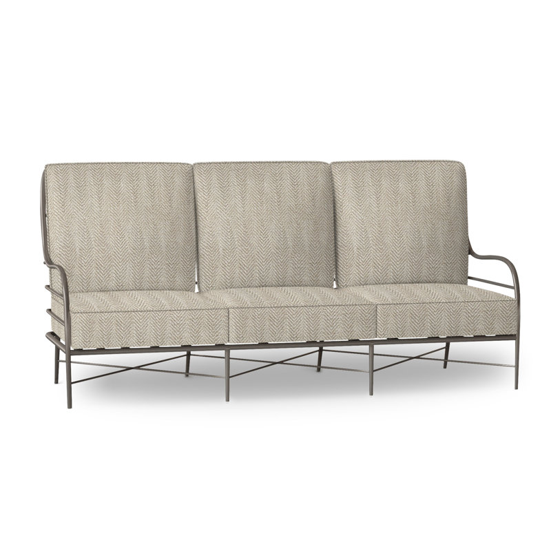 Carmel Aluminum Sofa - Slate Gray, Welt, Herringbone Sand