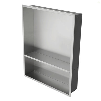 Double tablette de niche en acier inoxydable 21 "X 17", nickel brossé