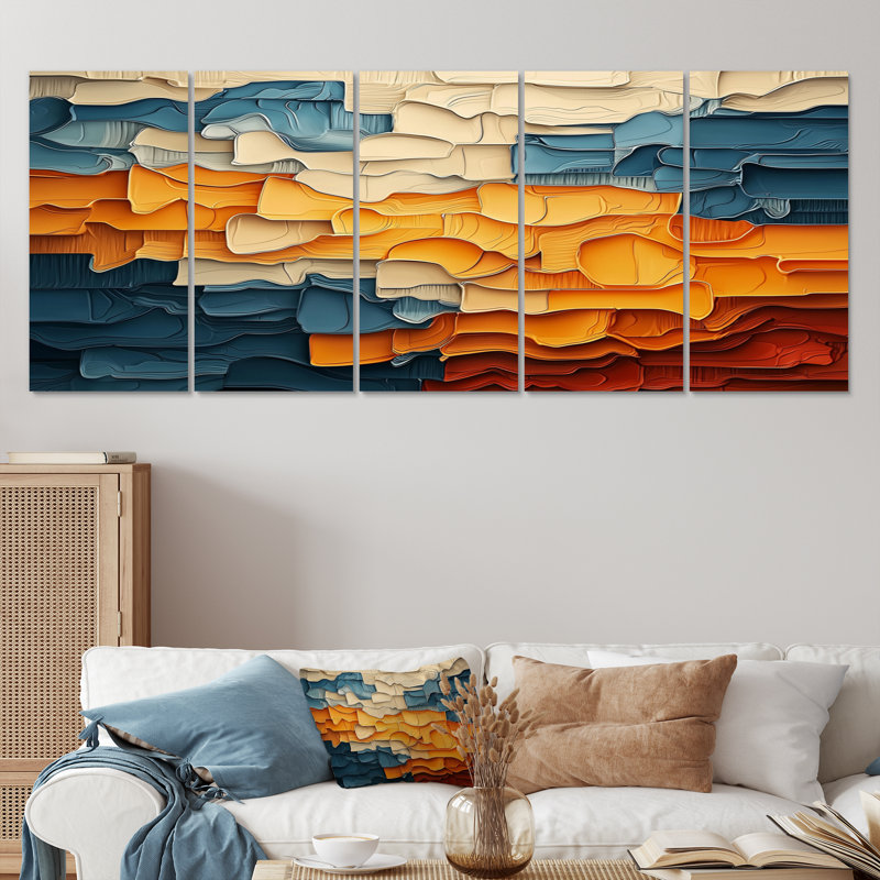 Biomorphism Fragments Forms II - Cubism Wall Art - ensemble de décorations murales modernes, H 28 po x l 60 po, 5