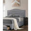 Lit simple moderne gris avec tiroir de rangement et tête de lit en toile de jute