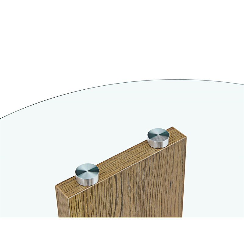 Table basse à deux niveaux en verre, Transparent / bois