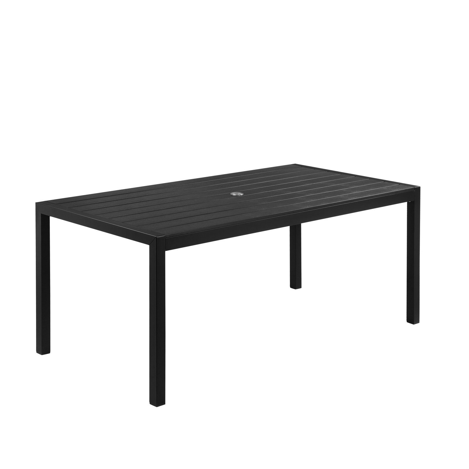 Aynura 71" Patio Dining Set, Black Frame/Black Top