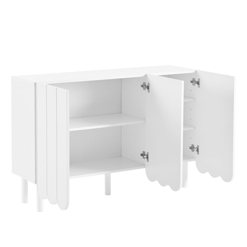 Armoire à chaussures crème de style minimaliste avec 5 pieds en bois massif, buffet et grande armoire de rangement