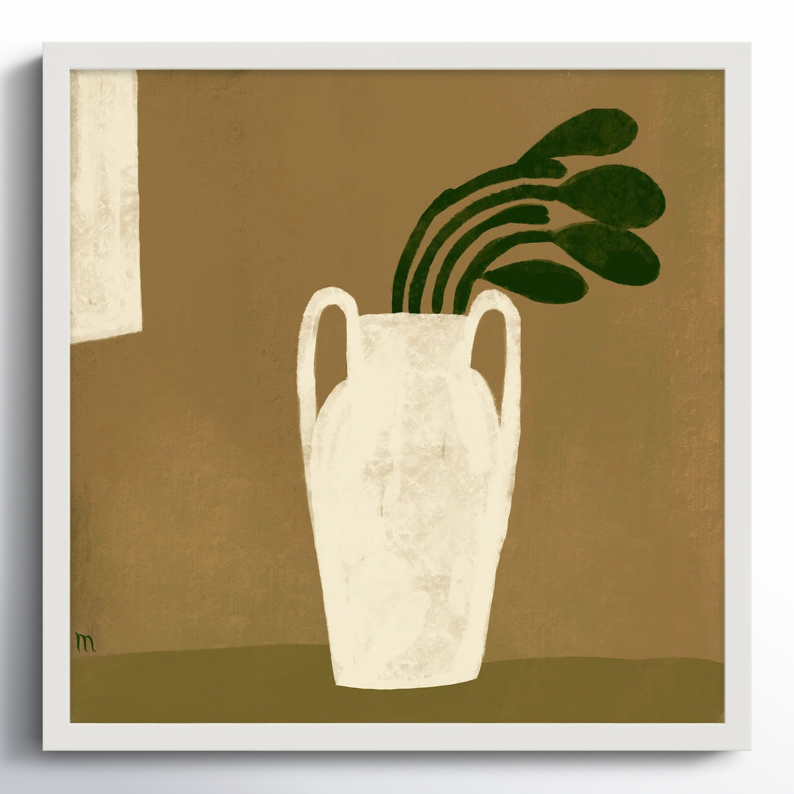 Juliane "Gust of Wind" Painting, 16" H x 16" W x 1.25" D, White