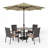 6 Pcs Patio Dining Set 4 Armchairs And Square Table With Umbrella-116067085