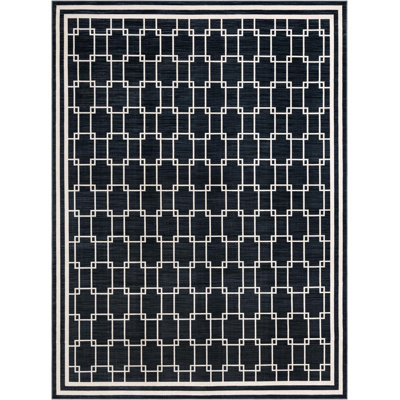 Tapis contemporain bleu Ogorman