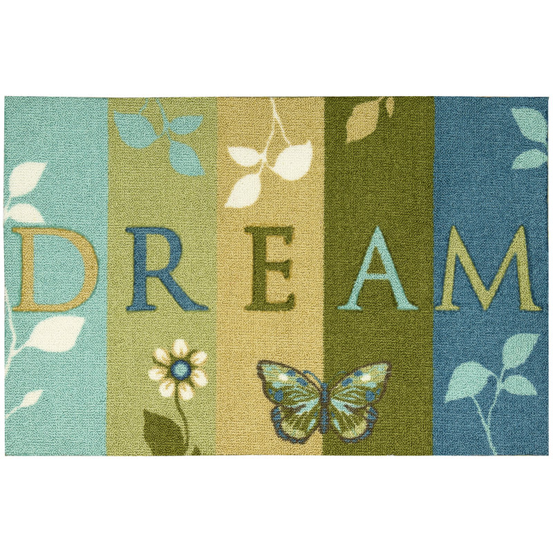 Tapis vert / bleu Azylah, Rectangle 1 pi 8 po x 2 pi 9 po
