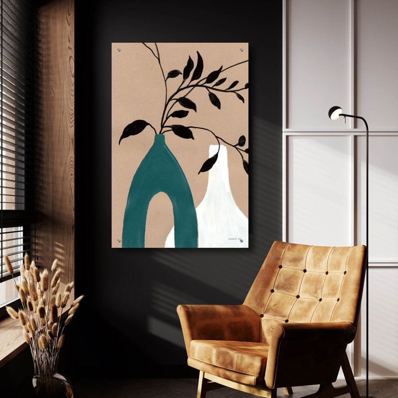 «Slender Stems 1 Blue» par Danhui Nai, art mural en verre acrylique, H 36 po x l 24 po x P 0,2 po