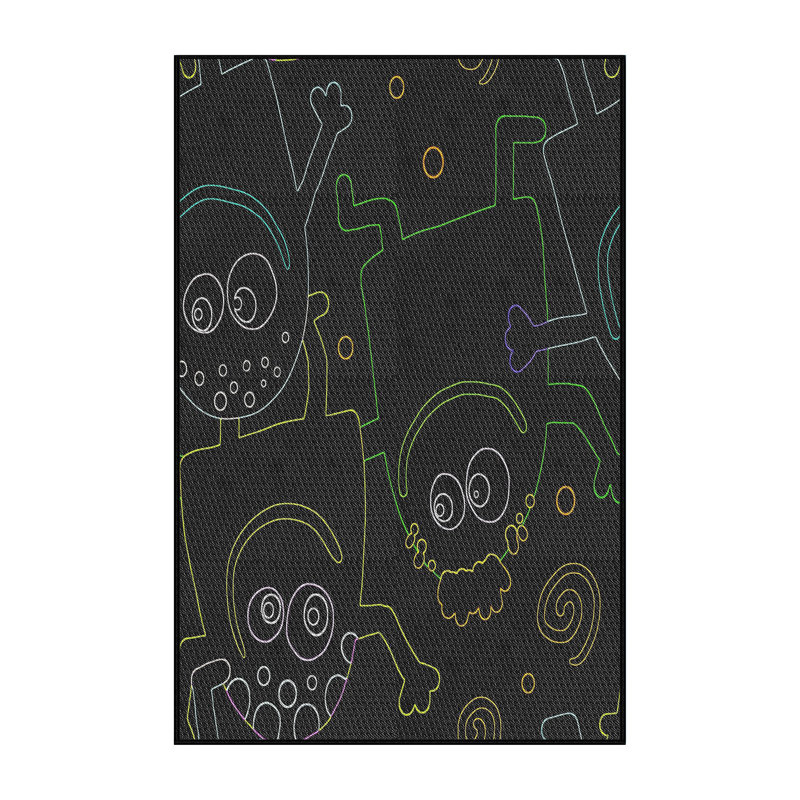 Tapis noir / vert / jaune Lyla, Rectangle 7 pi x 9 pi