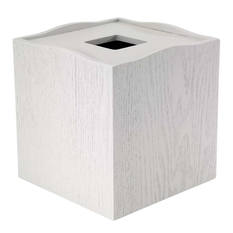 Whitewashed Wood Nautical Tissue Box Cover with Resin Insert