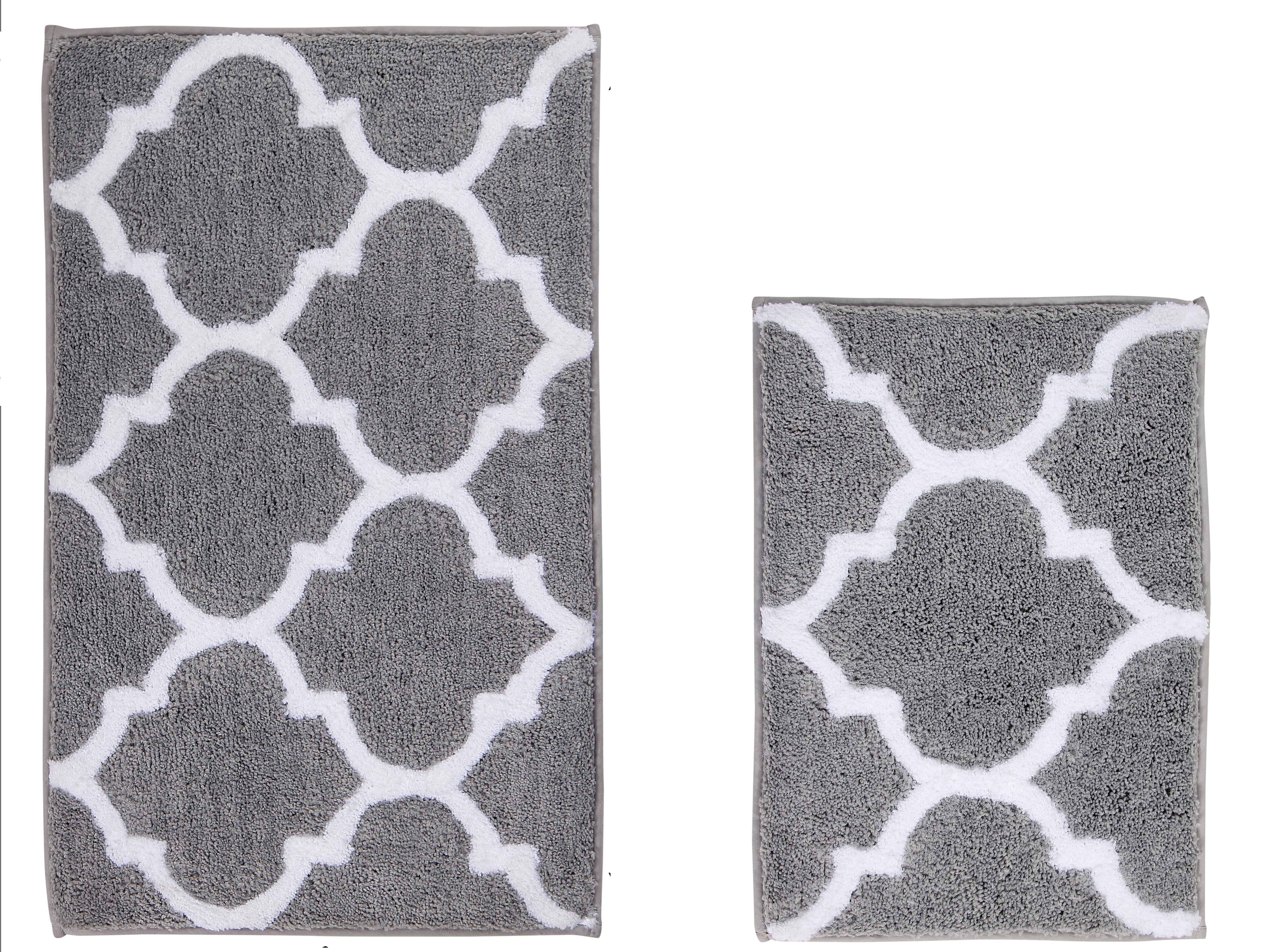 Better Trends 2-Piece Medallion Bath Rug Set - Gray/Natural